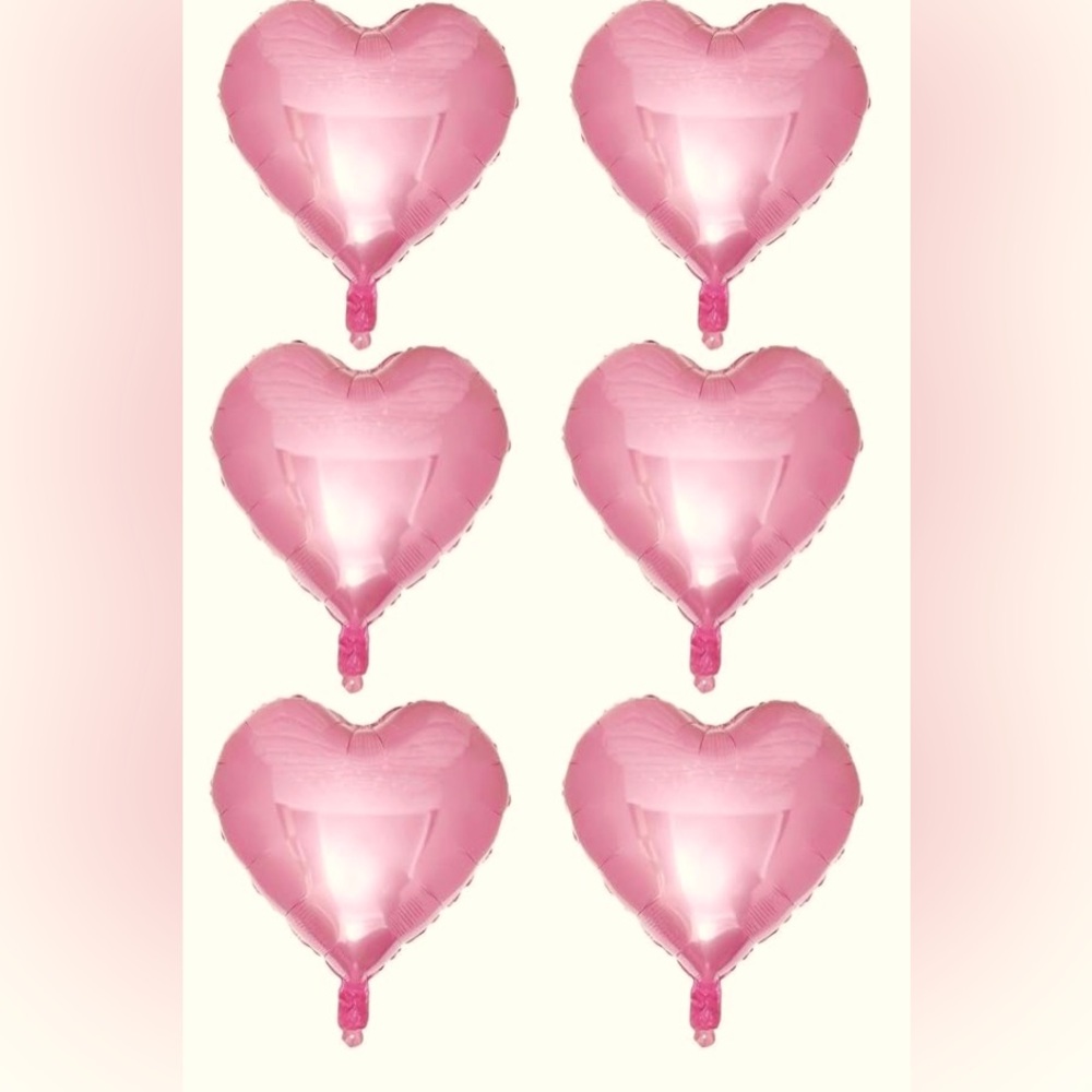 Rose Pink 18 Inch Heart Shaped  Valentine’s Day Foil Uninflated Balloons 6ct